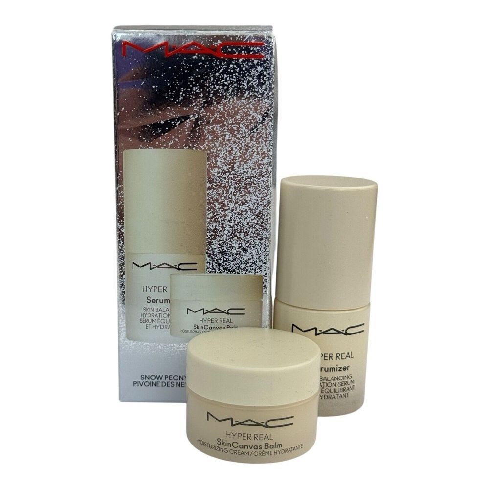 MAC Hyper Real Set Serumizer 0.5 Oz Skin Canvas Balm Snow Peony Kit Travel Size